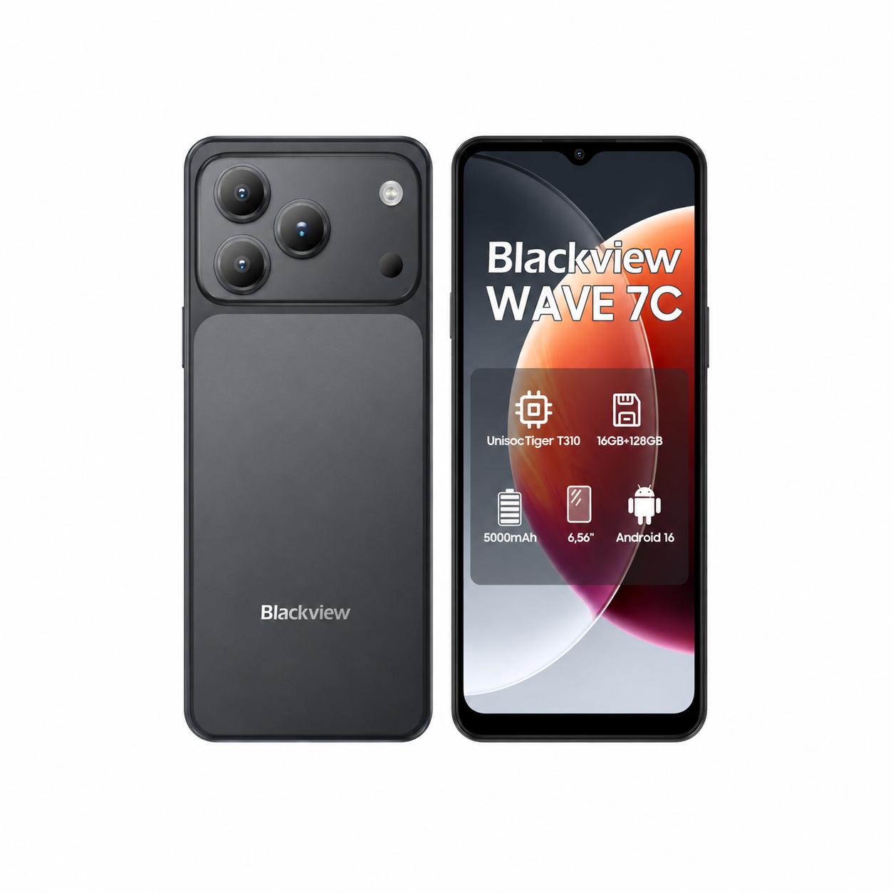 Blackview WAVE 7C – 128 Go | 16 Go RAM (4+12) | Batterie 5000 mAh_Noir