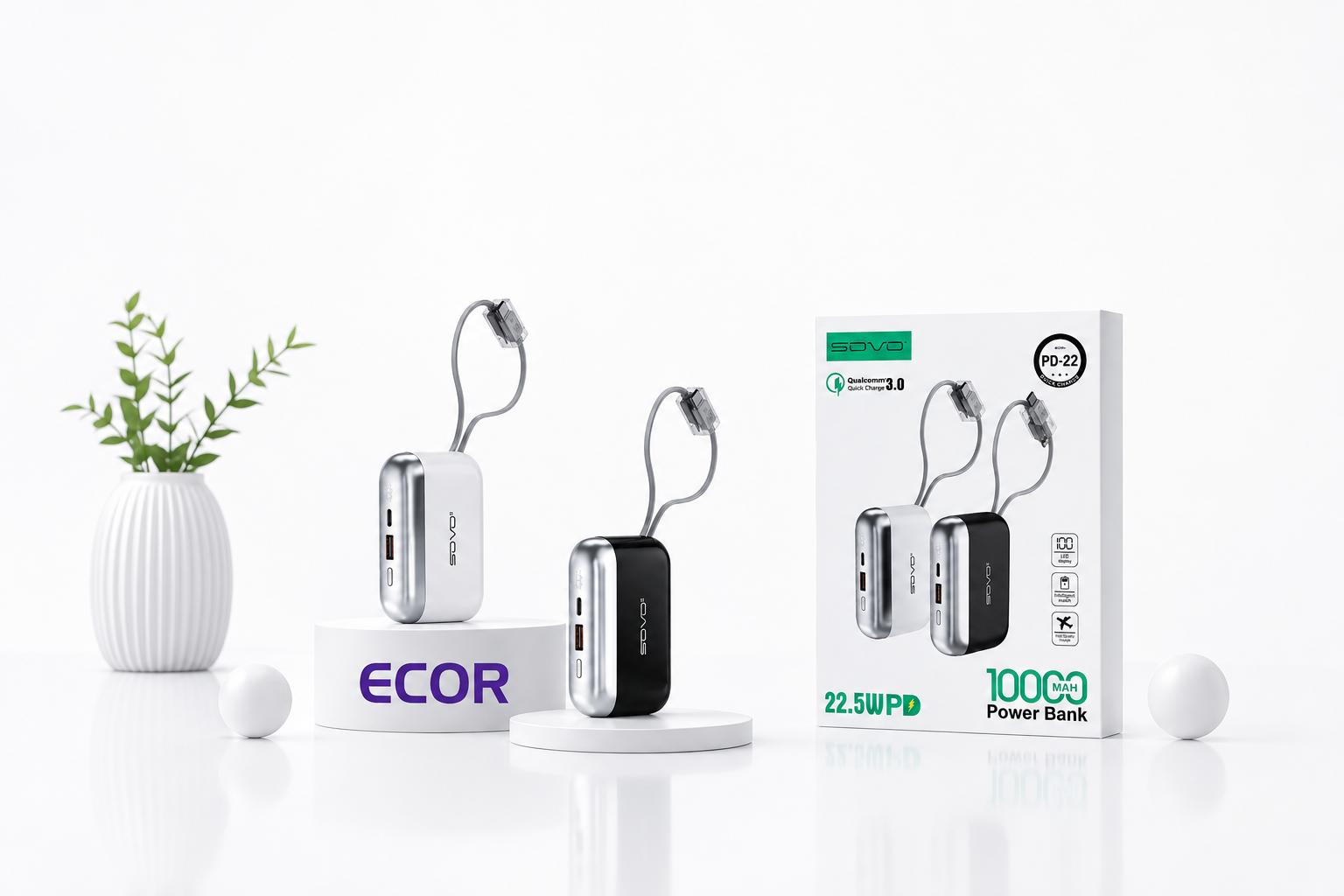 Power Bank SOVO 10 000 mAh – 22,5W PD