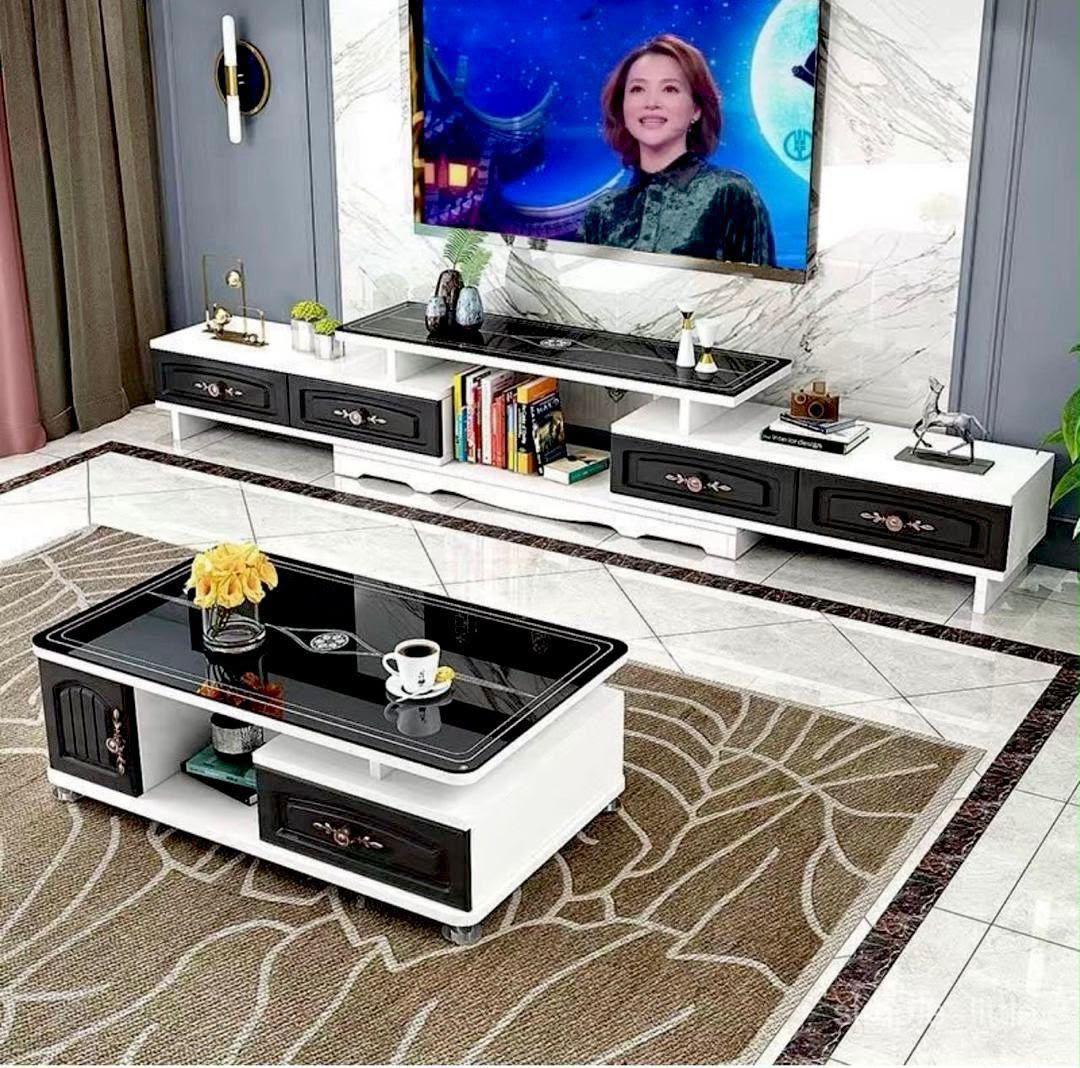 Ensemble meuble TV extensible + table basse moderne