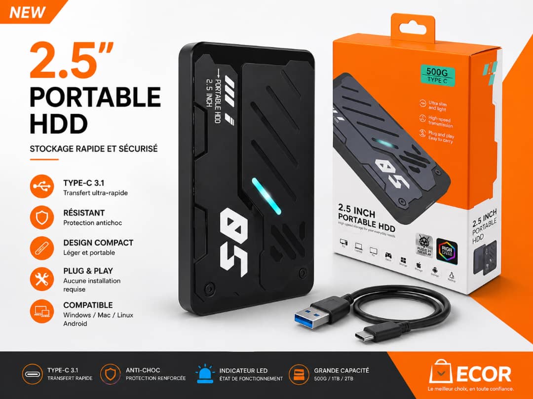 Disque Dur Externe Portable 2.5" – 1TB