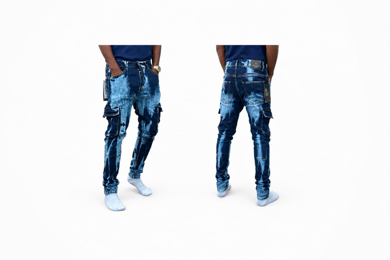 Jean Cargo Homme Bleu Délavé